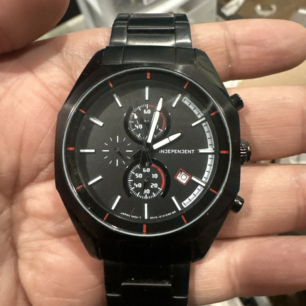 Mint Working Independent By Citizen Chrono Black Mens Watch 43mm Dial‎ Rare Runs